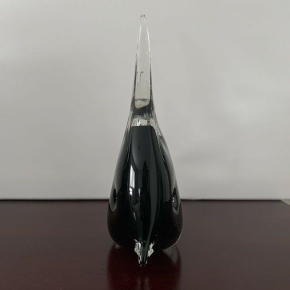 Murano Glass Art Hand Blown Glass Angelfish Clear Black Tropical Figurine 7.5" - Picture 4 of 8